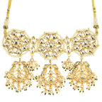 Peryl Women's Kundan Inspired Pearl Necklace With Earrings - Swadesiicart