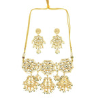 Peryl Women's Kundan Inspired Pearl Necklace With Earrings - Swadesiicart