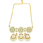 Peryl Women's Kundan Inspired Pearl Necklace With Earrings - Swadesiicart