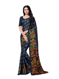 Vamika Black & Blue Desinger China Chifon With Piping And Lace Saree | Grocsy