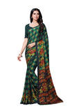 Vamika Black & Green Desinger China Chifon With Piping And Lace Saree | Grocsy