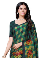 Vamika Black & Green Desinger China Chifon With Piping And Lace Saree | Grocsy