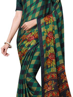 Vamika Black & Green Desinger China Chifon With Piping And Lace Saree | Grocsy