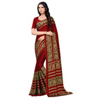 Vamika Maroon Desinger China Chifon With Piping And Lace Saree | Grocsy