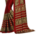 Vamika Maroon Desinger China Chifon With Piping And Lace Saree | Grocsy