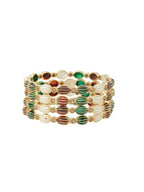 NVR Women Set of 4 Gold-Polished Artificial Stones Multicolor Bangles