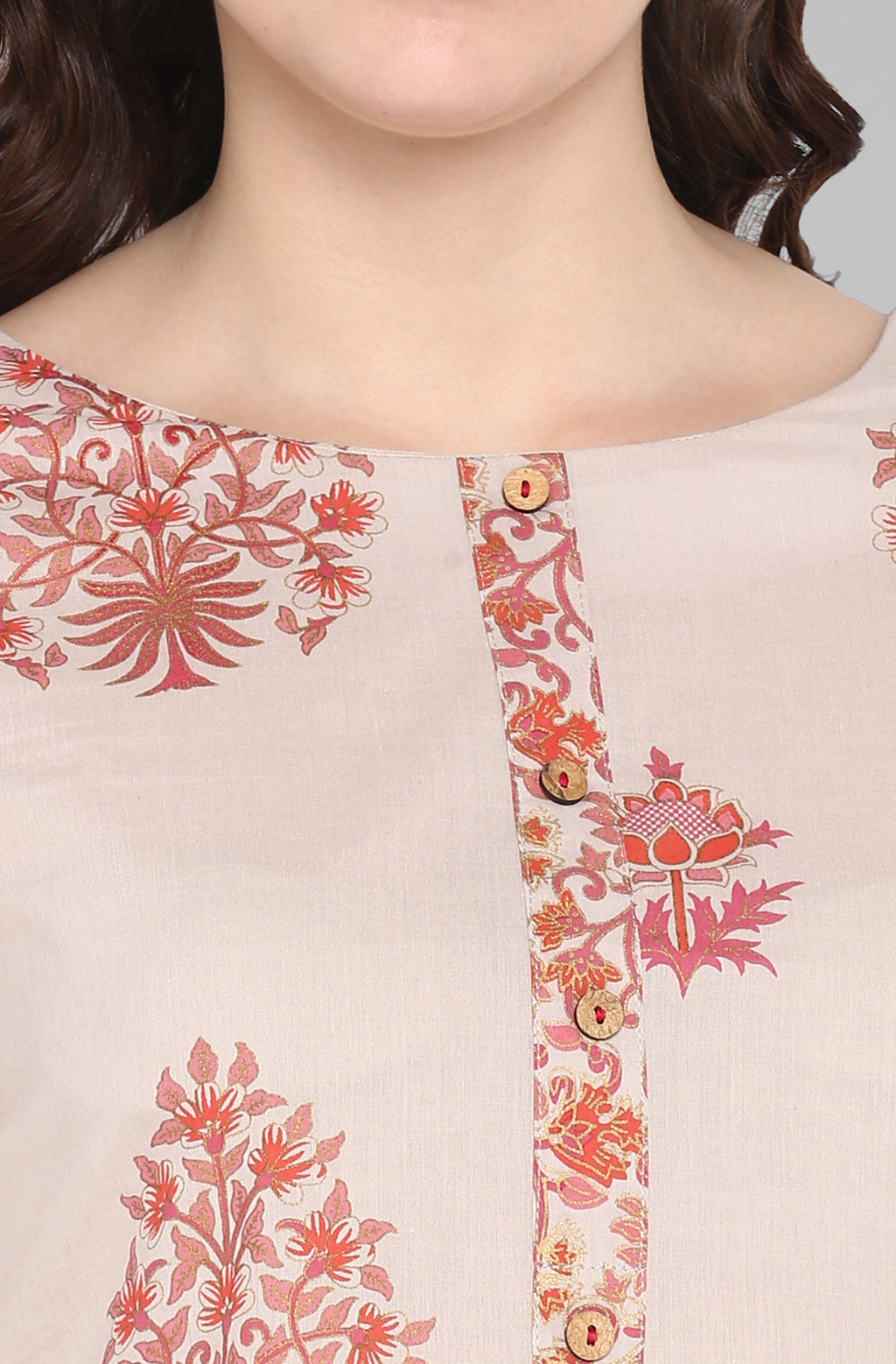 Janasya Women's Lilac Cotton Block Print Kurta With Palazzo And Dupatta | Grocsy