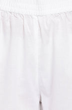 Janasya Women's White Cotton Botanical Print Kurta With Palazzo And Dupatta | Grocsy