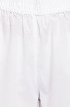 Janasya Women's White Cotton Botanical Print Kurta With Palazzo And Dupatta | Grocsy