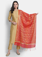 Janasya Gold Poly Silk Solid Set | Grocsy