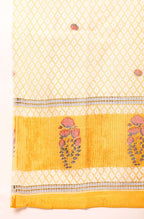 Janasya Women's Yellow Cotton Striped Kurta With Palazzo And Dupatta | Grocsy