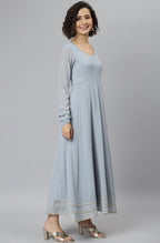 Janasya Women's Grey Poly Georgette Solid Kurta With Dupatta | Grocsy