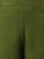 Janasya Women's Olive Green Rayon Solid Kurta With Palazzo And Dupatta | Grocsy