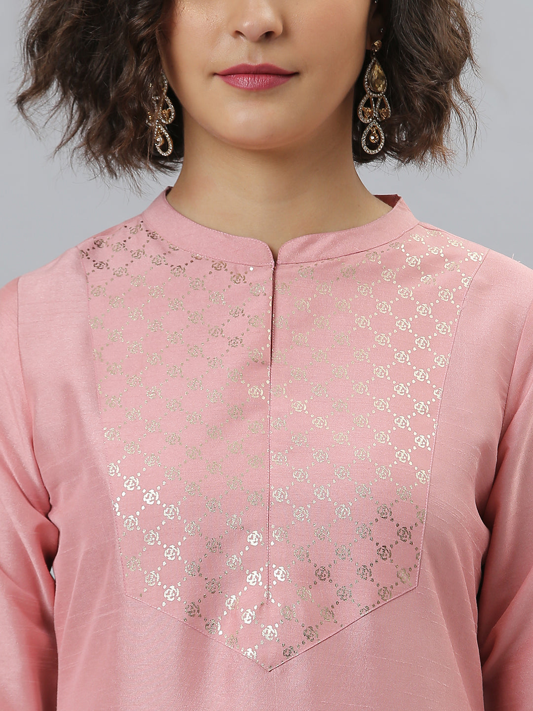 Indian Clothing Janasya Women's Pink Poly Silk Floral Printed Straight Party Kurta Set | Grocsy