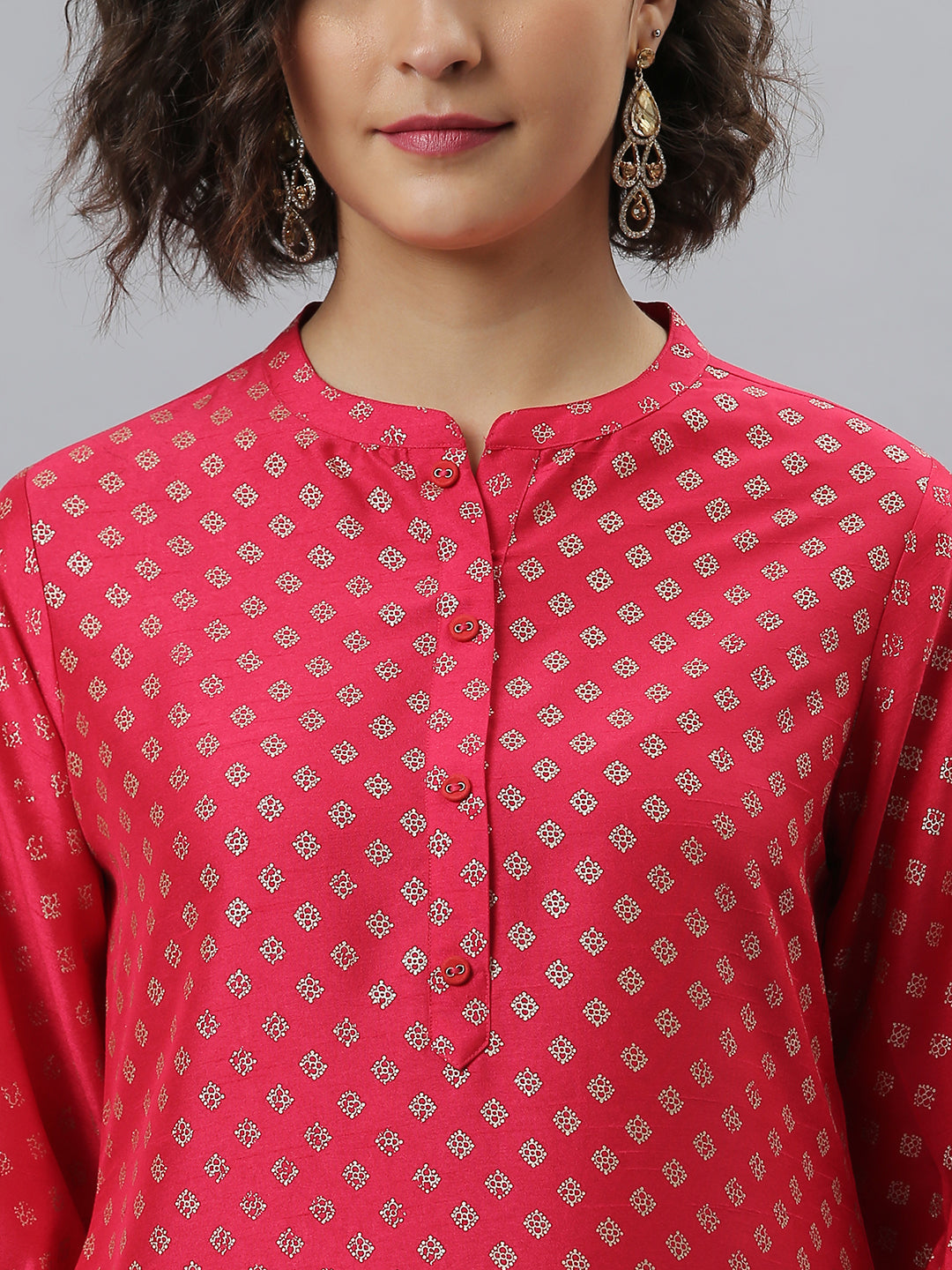 Janasya Women's Pink Poly Silk Floral Printed Straight Festive Kurta Set | Grocsy