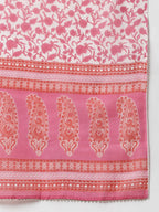 Janasya Women's Pink Cotton Floral Print Kurta With Pant And Dupatta | Grocsy