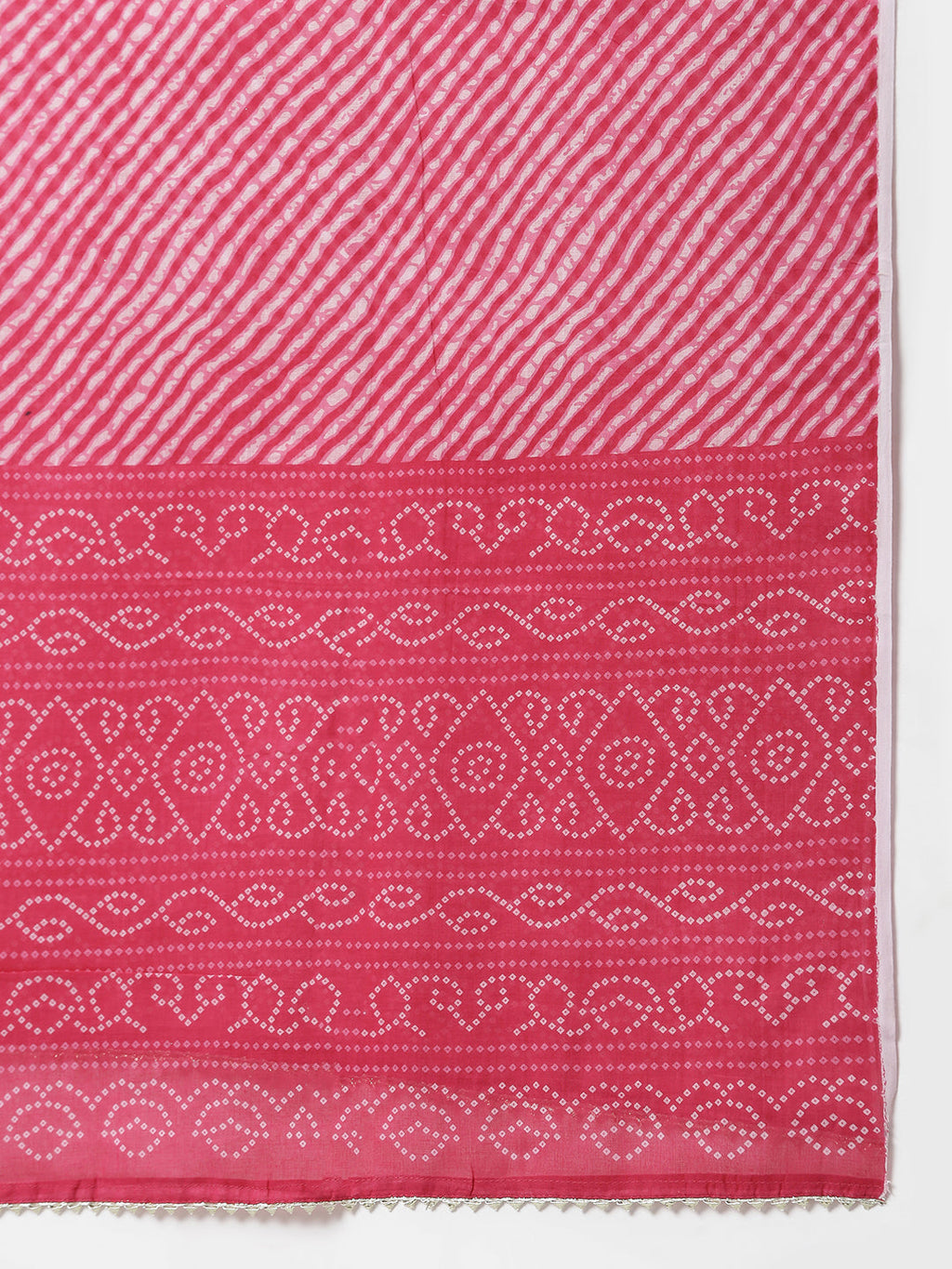Janasya Women's Pink Cotton Bandhani Kurta With Pant And Dupatta | Grocsy
