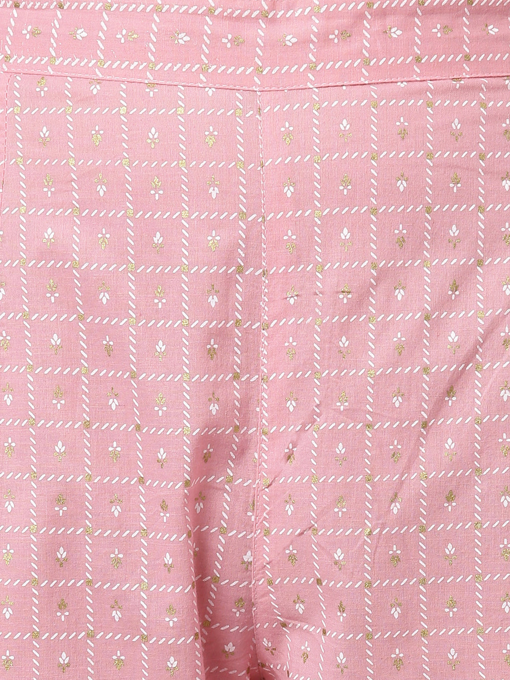 Janasya Women's Light Pink Cotton Gold Print Kurta With Pant And Dupatta | Grocsy