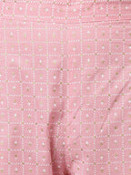 Janasya Women's Light Pink Cotton Gold Print Kurta With Pant And Dupatta | Grocsy