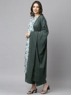 Janasya Women's White Cotton Floral Print Kurta With Palazzo And Dupatta | Grocsy