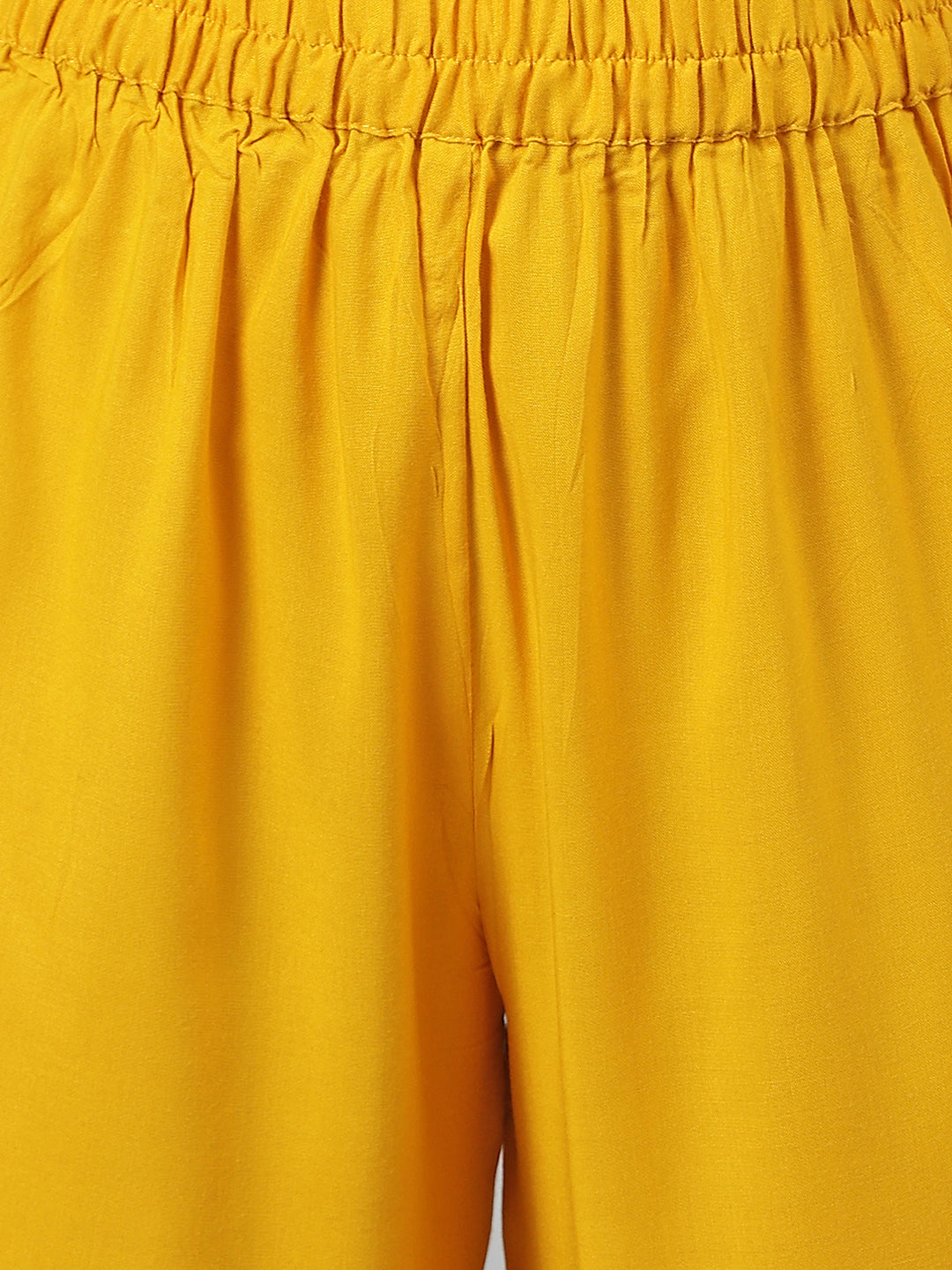 Janasya Women's Yellow Cotton Bandhej Kurta With Pant And Dupatta | Grocsy