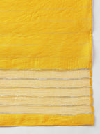 Janasya Women's Yellow Cotton Bandhej Kurta With Pant And Dupatta | Grocsy
