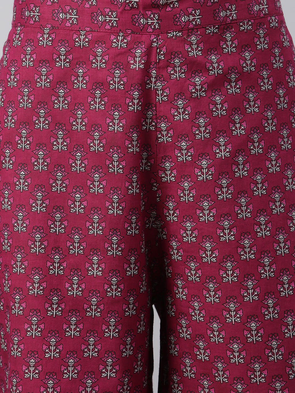 Janasya Women's Wine Cotton Floral Print Kurta With Palazzo And Dupatta | Grocsy