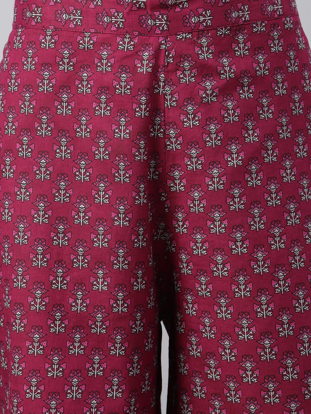 Janasya Women's Wine Cotton Floral Print Kurta With Palazzo And Dupatta | Grocsy