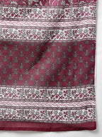 Janasya Women's Wine Cotton Floral Print Kurta With Palazzo And Dupatta | Grocsy