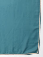Janasya Women's Teal Georgette Embossed Gold Print Top With Gharara And Dupatta | Grocsy