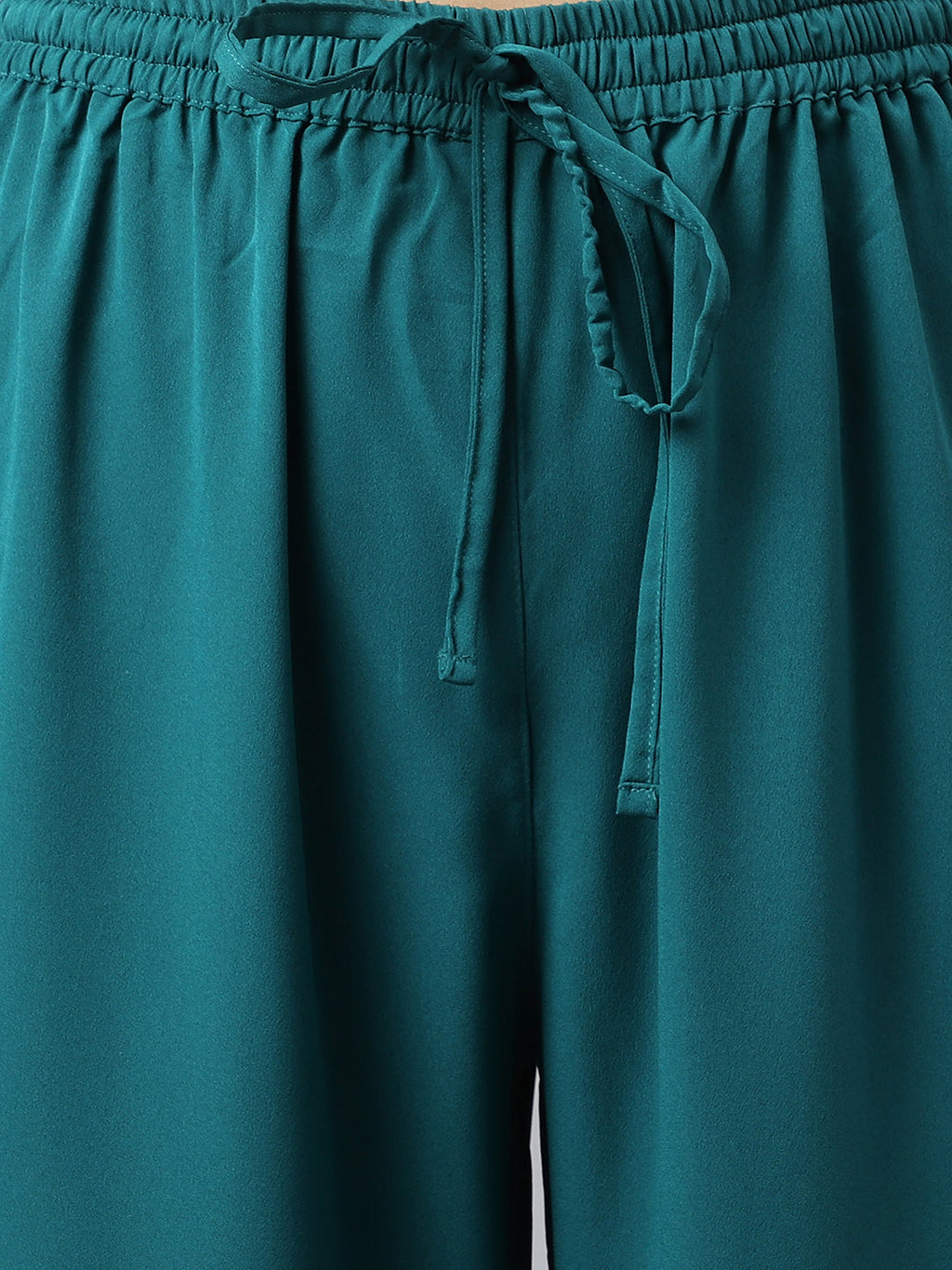 Janasya Women's Teal Green Crepe Gotta Lace Kurta With Sharara And Dupatta | Grocsy
