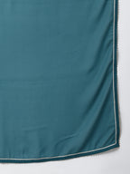 Janasya Women's Teal Green Crepe Gotta Lace Kurta With Sharara And Dupatta | Grocsy