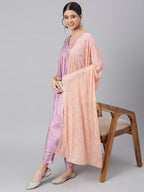 Janasya Women's Mauve Poly Silk Solid Kurta With Pant And Dupatta | Grocsy