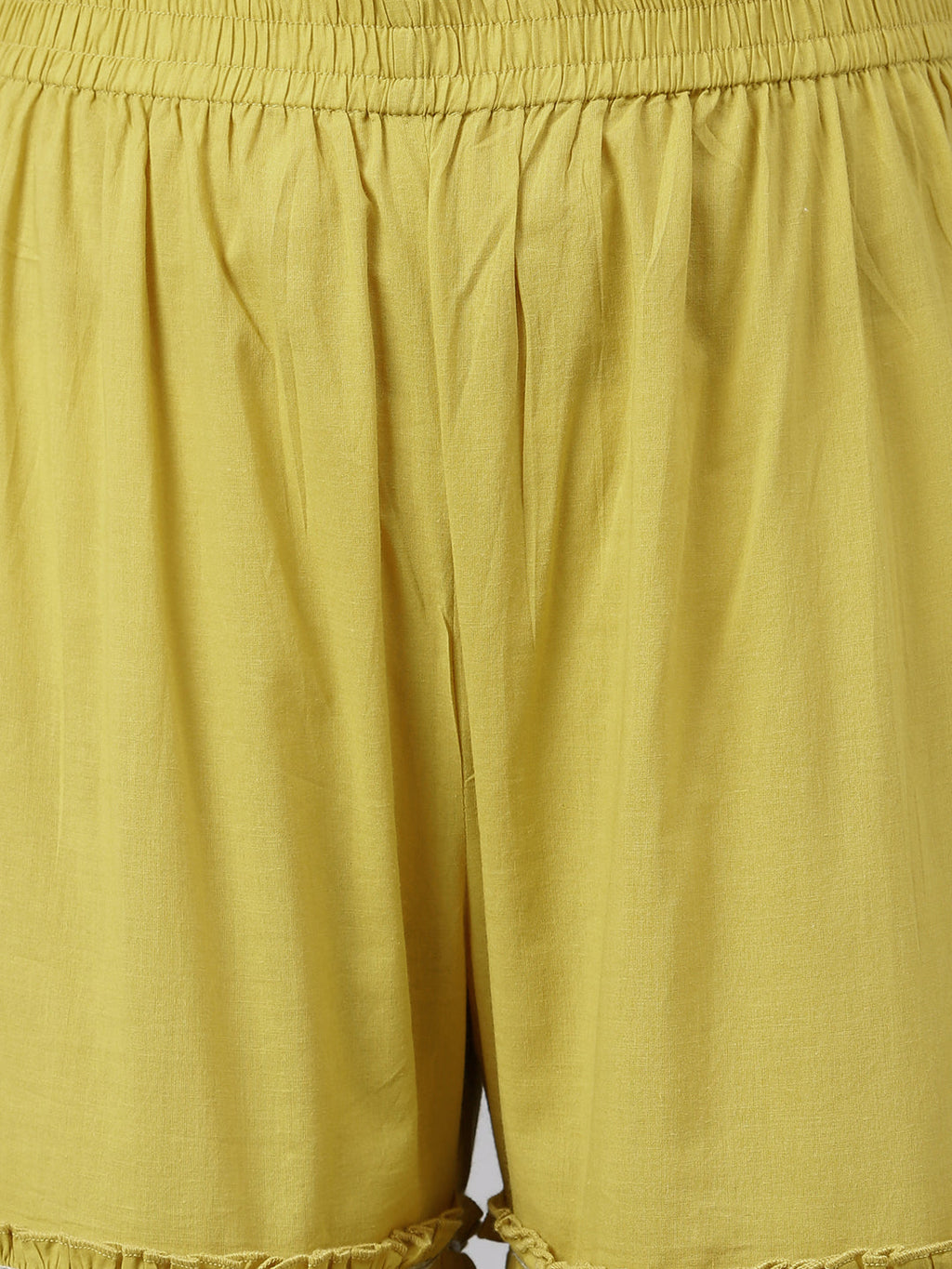 Janasya Women's Yellow Cotton Solid Kurta With Sharara And Dupatta | Grocsy