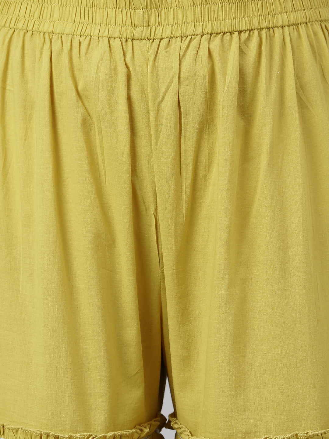 Janasya Women's Yellow Cotton Solid Kurta With Sharara And Dupatta | Grocsy