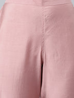 Janasya Women's Light Pink Poly Silk Embroidered Kurta With Pant And Dupatta | Grocsy