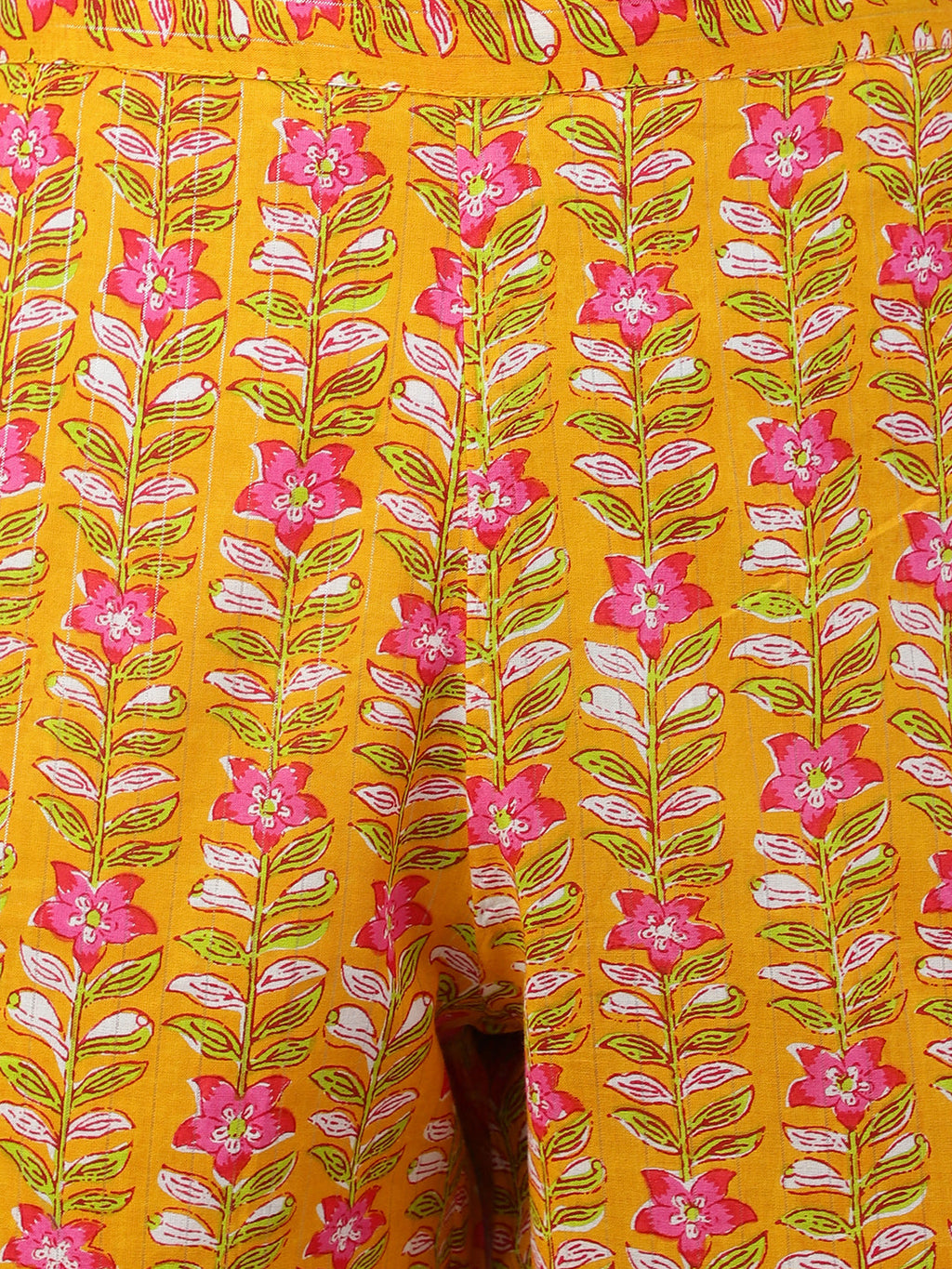 Janasya Women's Mustard Cotton Floral Print Kurta With Pant | Grocsy