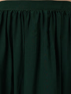 Janasya Women's Green Crepe Solid Crop Top With Skirt And Jacket | Grocsy
