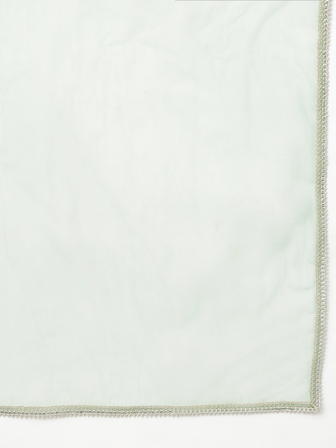 Janasya Women's Mint Green Chinon Foil Print Kurta With Flared Palazzo And Dupatta | Grocsy