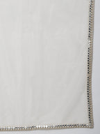 Janasya Women's Beige Chinon Embellished Kurta With Kali Palazzo And Dupatta | Grocsy