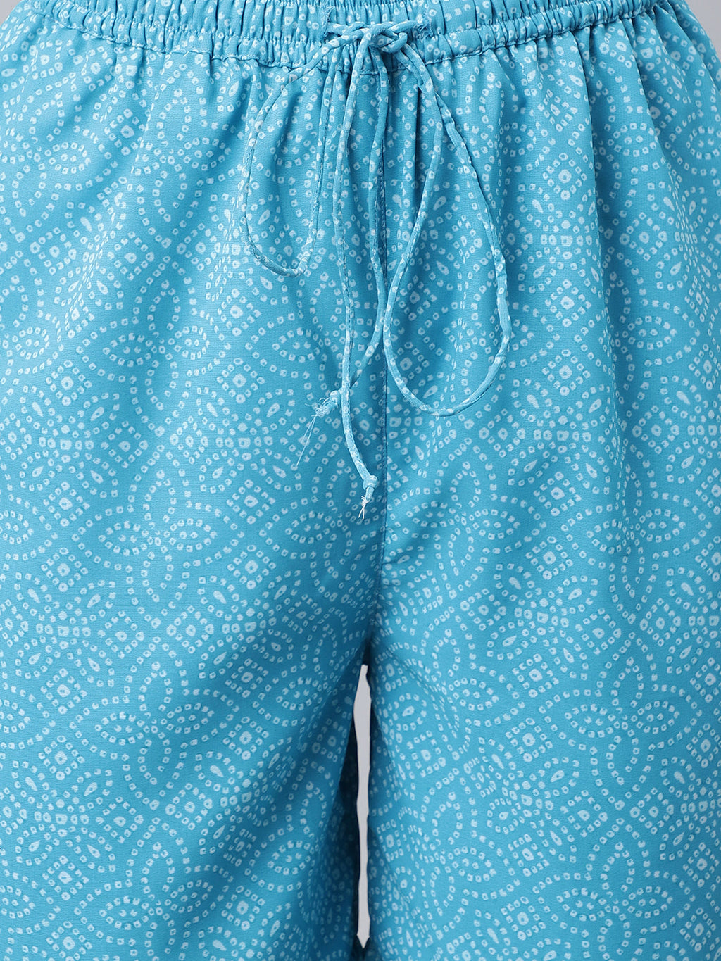 Janasya Women's Light Blue Georgette Bandhni Print Kurta With Sharara And Dupatta | Grocsy
