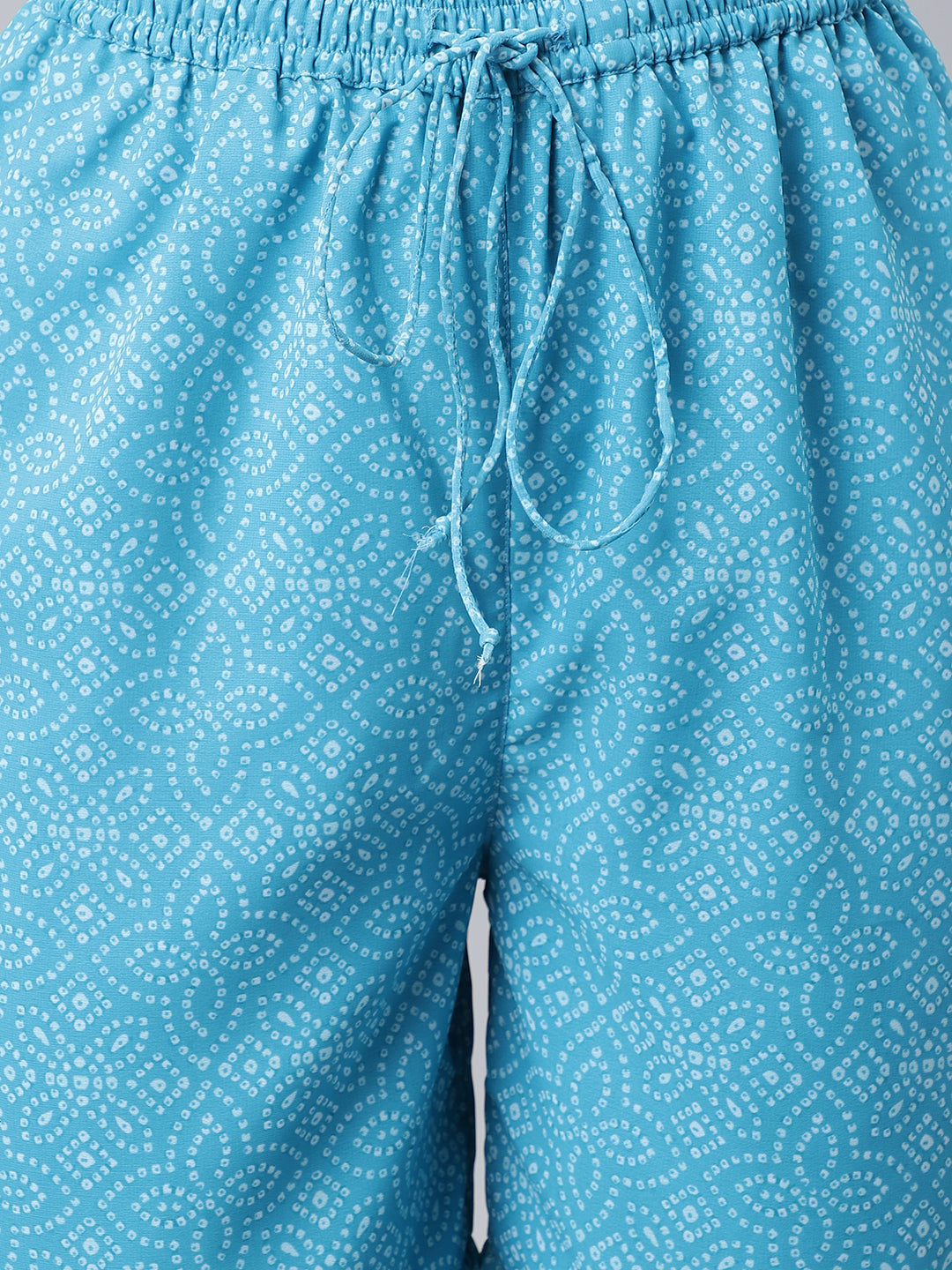 Janasya Women's Light Blue Georgette Bandhni Print Kurta With Sharara And Dupatta | Grocsy