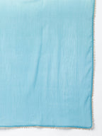 Janasya Women's Light Blue Georgette Bandhni Print Kurta With Sharara And Dupatta | Grocsy