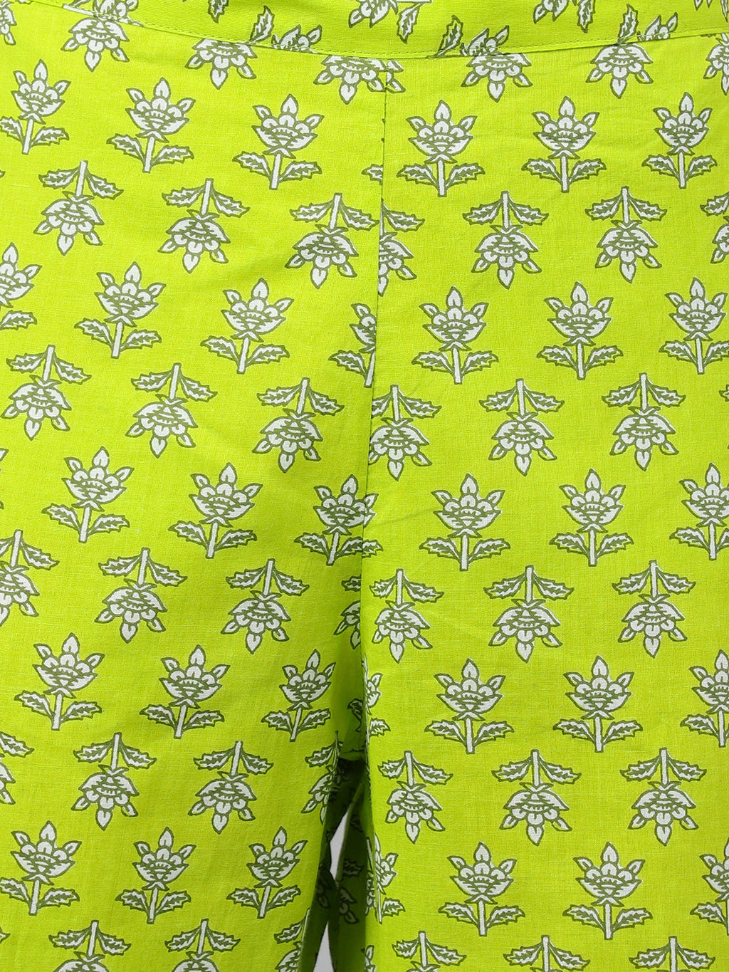 Janasya Women's Light Green Cotton Block Print Kurta With Pant | Grocsy