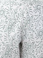 Janasya Women's White Cotton Floral Block Print Kurta With Pant And Dupatta | Grocsy