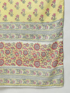 Janasya Women's Yellow Cotton Floral Print Kurta With Pant And Dupatta | Grocsy