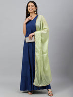 Janasya Women's Dark Blue Rayon Solid Kurta With Dupatta | Grocsy