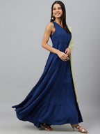 Janasya Women's Dark Blue Rayon Solid Kurta With Dupatta | Grocsy