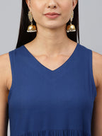 Janasya Women's Dark Blue Rayon Solid Kurta With Dupatta | Grocsy