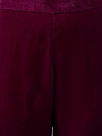 Janasya Women's Purple Velvet Solid Kurta With Pant And Dupatta | Grocsy